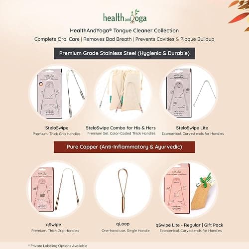 HealthAndYoga™ qLoop Copper Tongue Cleaner - Easy One Hand Use - Larger Surface Coverage - Ayurvedic Copper Health for Fresh Breath and Total Oral Hygiene (Single) thumbnail 4
