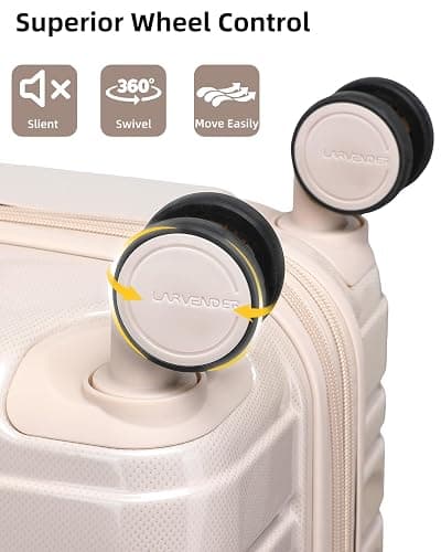 LARVENDER Carry on Luggage 22x14x9 Airline Approved Hardshell Suitcase with Wheels TSA Lock, PC+ABS Lightweight Suitcase Set for Women with Travel Backpack, Glossy Champagne thumbnail 7