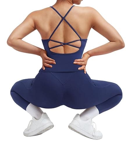 SUUKSESS Women 2 Piece Workout Sets Padded Tank Tops Tummy Control Leggings Gym Outfits thumbnail 4