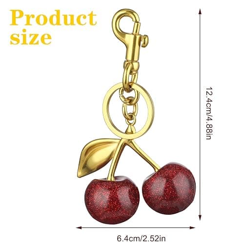 AOZUO Breloque de sac cerise, pendentif de sac cerise pour femme, porte clés pendentif pour sac à main, sacs, sacs à main, portefeuilles, sacs à dos, breloques de sac thumbnail 3