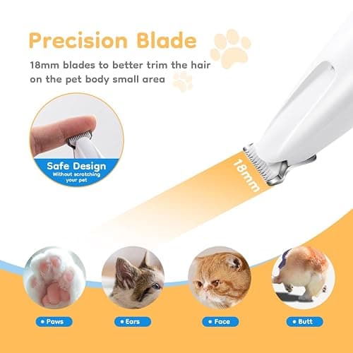 Mcbazel Pet Micro Precision Trimmer, Multifunctional Pet Hair Trimmer Waterproof Rechargeable Shaver with LED Light for Paws Eyes Ears Face Buttocks for Small Dogs and Cats，50dB Quiet Shave. thumbnail 3
