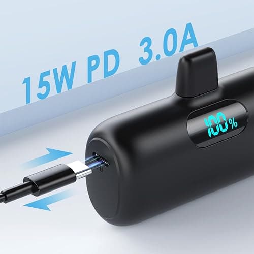 Mini Batterie Externe pour iPhone 5000mAh, Mise à Niveau 15W PD 3.0A Charge Rapide, Compact et Léger Power Bank Écran LCD Chargeur Portable Compatible avec iPhone 14/14 Pro Max/13/12/11/XR/X/8/7/6 thumbnail 5
