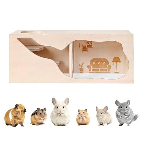 Marchul Magnetic Hamster Hideout Wooden House Chamber for Small Animals Pets Tunnel Exploring Toys for Dwarf Hamsters, Syrian, Gerbils, Hedgehogs, Rats, Mice (Living Room) - Image 1