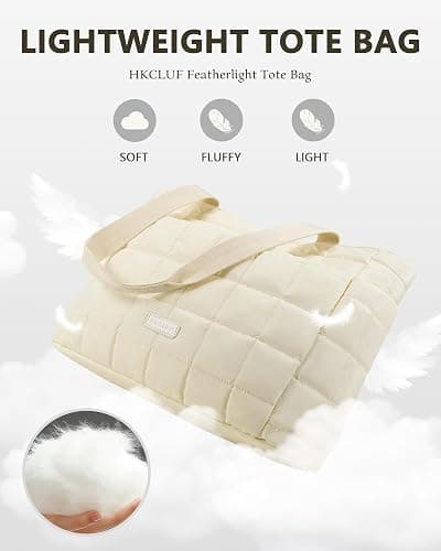 HKCLUF Quilted Puffer Tote Bag for Women 20L Lightweight Waterproof Large Work Travel Gym Tote Bag with Laptop Compartment thumbnail 4