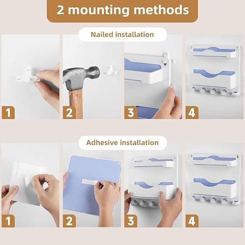 JUMEIHUI Bedside Wall Shelf with Glasses Hooks ，Adhesive Bedside Organizer Wall Mount for Dorm and Room Accessories Phone，Remote，Earphone， Kindle (White) thumbnail 5