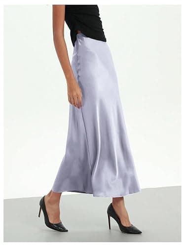 SHENHE Women's Satin Maxi Skirts High Waisted A Line Long Skirts Elegant Office Skirts thumbnail 2