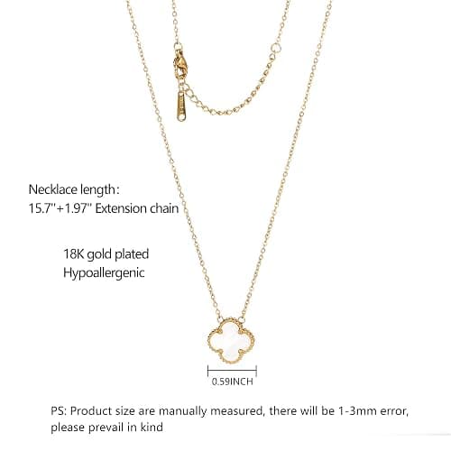 Lucky Clover Necklace For Women Girls, 18K Gold Plated Cute Fashion Simple Girls Titanium Steel Hypoallergenic Pendant, Titanium Steel, No Gemstone thumbnail 2
