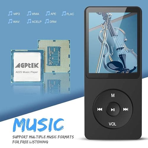 AGPTEK A02S 16GB MP3 Player, 70 Hours Playback Lossless Sound Music Player, Supports up to 128GB, Black thumbnail 3