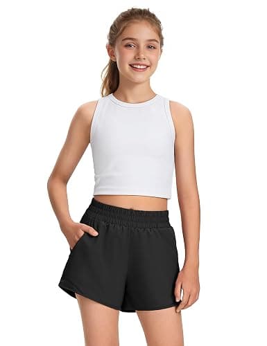 Somaibo Girls Athletic Shorts with Liner Quick Dry Running Soccer Shorts with Zip Pockets for Kids Active Sports Volleyball thumbnail 2