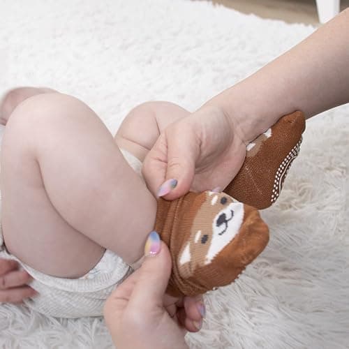 The Peanutshell Organic Baby Socks for 3-12, 12-24 Months Baby Unisex - Non-Slip Grip, Soft Cotton Baby Crew Socks - Neutral thumbnail 2
