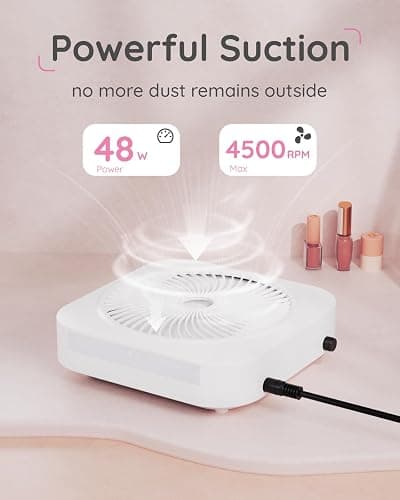 Lictin Nail Dust Collector with Reusable Filter, Adjustable Nail Vacuum Dust Collector Extractor Electric Dust Suction Machine for Acrylic Gel Nail Polishing White thumbnail 5