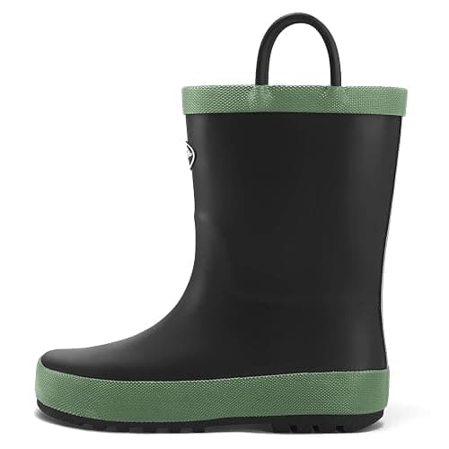 K KomForme Kids Rain Boots, Waterproof Rubber Matte Boots with Easy-on Handles - Image 1