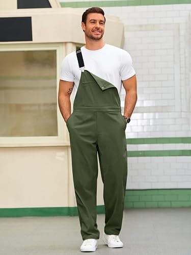 Runcati Mens Corduroy Bib Overalls Casual Adjujstable Strap Workwear Fashion Fall Winter Loose Fit Jumpsuit thumbnail 3