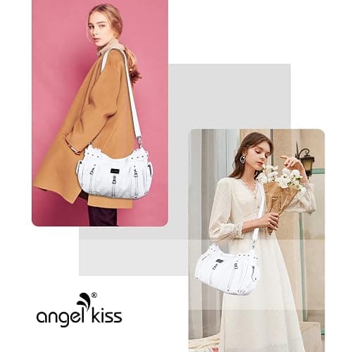 Angelkiss Large Purses and Handbags for Women Washed Faux Leather Crossbody Hobo Satchel Shoulder Handbag Tote Purse thumbnail 2