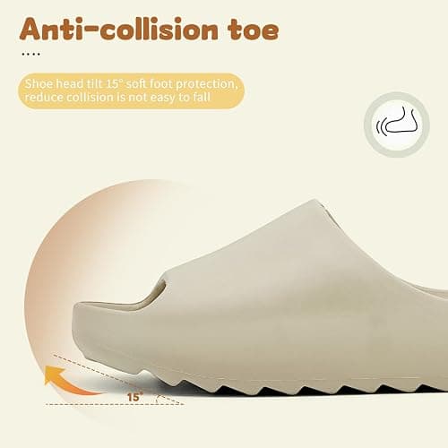 xinlanlin Kids Cloud Slides Slippers For Girls Boys,Pillow House Slippers Non-Slip Super Soft Quick Drying Shower Cushioned Slides Bathroom Thick Sole Sandals Indoor Outdoor Slippers - C-khaki-1 - 3.5-4 Big Kid thumbnail 6