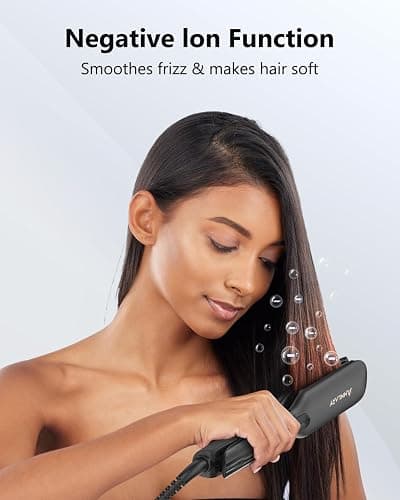Annlary 1.75 Inch Hair Straightener, Professional Titanium Plate with Ceramic Coating Ionic Dual Voltage Flat Iron with Heat-Resistant Silicone, for Less Frizz, Shinier & Smoother Hair thumbnail 6