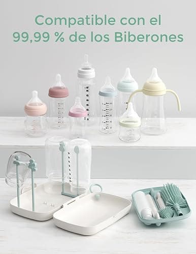 Momcozy Juego de cepillos 7 en 1 para biberones, Kit Completo de Limpieza de biberones con Cepillo de Silicona, Cepillo para pezón, Cepillo para Pajita, dispensador de jabón y Estante de Secado thumbnail 4