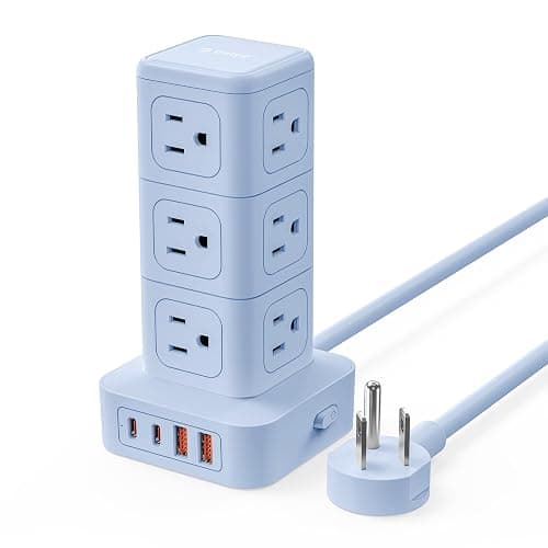 ORICO Power Strip Tower with Multiple Outlets, Tower Extension Cord with 12 AC Outlets 4 USB Ports (2 USB C), Space Saving Design, 5FT Cord Power Tower for Home, Office, Dorm - TPP20 - Image 1