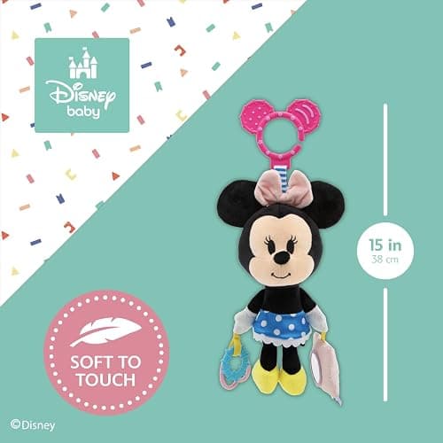 Disney Baby Minnie Mouse On The Go Activity Toy with Teething Rings, Crinkle Sounds, Mirror, and Rattle for Babies and Infants thumbnail 6