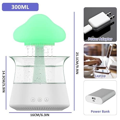 HIERTAOP Rain Cloud Humidifier Water Drip, 2 in 1 Rain Cloud Diffuser, Rain Drop Humidifier, Aromatherapy Essential Oil Diffuser thumbnail 7