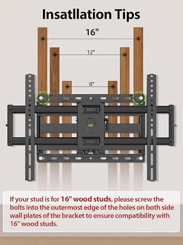 USX Mount Full Motion TV Wall Mount for Most 42-90 inch Flat Screen/LED/4K, TV Mount Bracket Dual Swivel Articulating Tilt 6 Arms, Max 16" Wood Studs, VESA 600x400mm, Holds up to 132lbs thumbnail 5