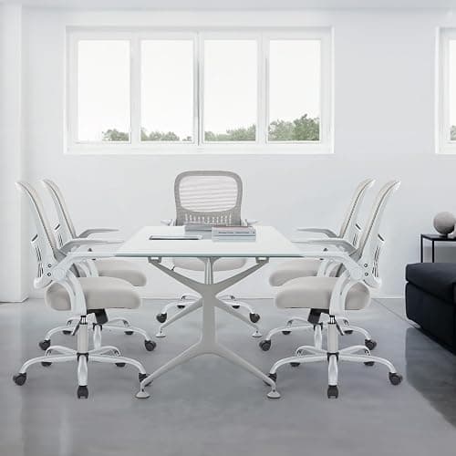 Sweetcrispy Ergonomic Office Desk Chair Mesh Adjustable Swivel Mid-Back Computer Chair with Lumbar Support Comfy Flip-up Arms for Home Office thumbnail 7