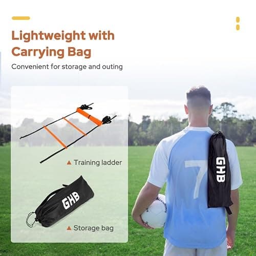 GHB Pro Agility Ladder Agility Training Ladder Speed 12 Rung 20ft with Carrying Bag thumbnail 5