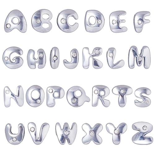 SUNNYCLUE 1 Box 52 Stück Alphabet Perlen Alphabet Buchstaben Charms Strass Buchstaben Beads Alphabetzeichen Beads Lose Az Letter Charms Abstandshalter Lose Abstandhalter Für Die Schmuckherstellung - Image 1