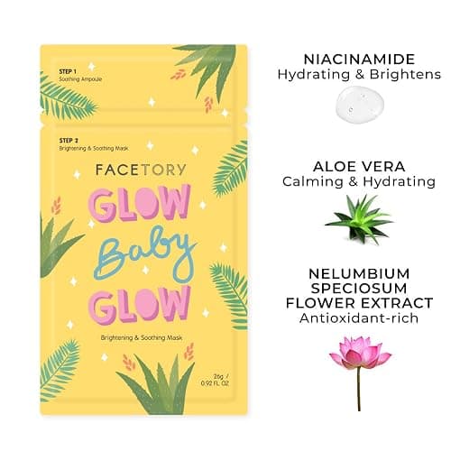 FACETORY Favorite 5 Korean Face Mask Variety Pack, Glass Skin Glow, 10 Pack | Sheet Mask Set for All Skin Types, Anti-Aging, Natural & Gentle, Soothing & Firming, Spa Day Gift for Women, K Beauty thumbnail 3