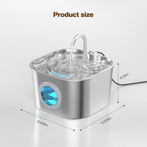 Cat Water Fountain Stainless Steel: Pet Fountains with 10 Filters + 10 Sponges Cats Automatic Waterer Bowls for Drinking Small Dog Water Dispenser Indoor Metal Water Faucet Bottle Kitty Watering thumbnail 8