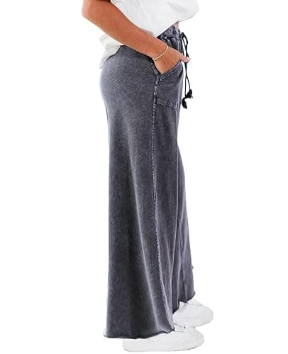 TITOMD Women Wide Leg Sweatpants Jeans Acid Wash High Waist Baggy Trouser Vintage Loose Boyfriend Denim Pants Y2K thumbnail 5