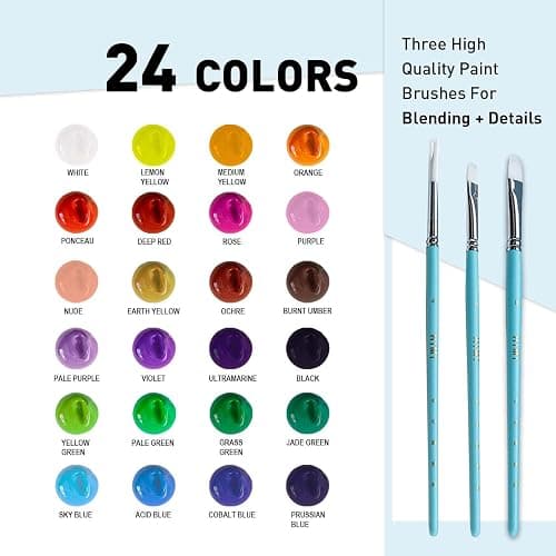 HIMI Gouache Paints set with 3 Paint Brushes, 24 Colors, 30g, Jelly Cup Design, Non Toxic Paint for Canvas and Paper, Art Supplies for Professionals (Ice Blue Case) thumbnail 6