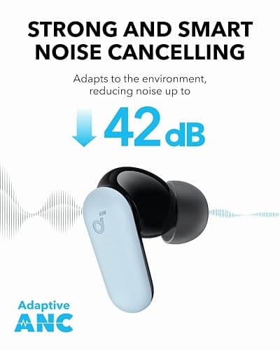 Soundcore P30i by Anker Noise Cancelling Earbuds, Strong and Smart Noise Cancelling, Powerful Bass, 45H Playtime, 2-in-1 Case and Phone Stand, IP54, Wireless Earbuds, Bluetooth 5.4 (Blue) thumbnail 3