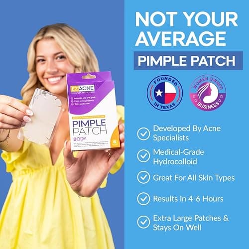 EZACNE™ Extra Large Pimple Patches for Body – Large Hydrocolloid Acne Patches for Back, Face, Forehead, Chin, Neck, Shoulders – Big Zit Patch for Breakouts (5 Count) thumbnail 3