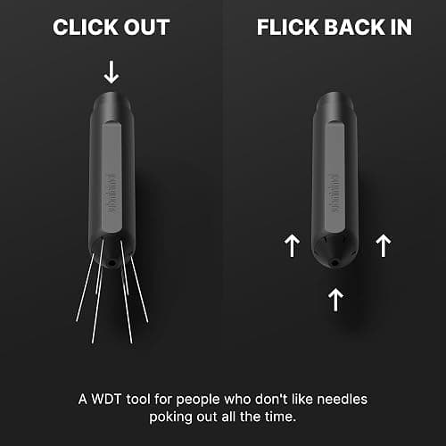 Subminimal Flick WDT Tool| Pen Design Weiss Distribution Technique Espresso Making Tool, Fine Needles, Spring-Loaded Auto Hide Needles, Safe, Easy to Use, 2X Stands in The Box - Black thumbnail 5