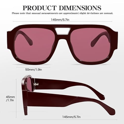 milramtob Oversized Square Aviator Sunglasses for Women Men Retro 70s Glasses Chunky Sun Shades Cute thumbnail 4