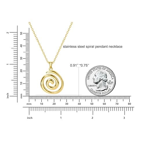 Rnivida Spiral Pendant Necklace for Women,14k Gold Plated Jewelry Gift with Adjustable Stainless Steel Chain 18‘’ thumbnail 2