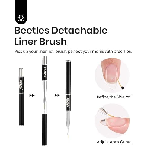 Beetles Builder Gel Kit-Dew Glow 2Pcs 0.51oz 8 in 1 Nail Extension Building Nail Apex Strengthener for Thin Nails with Liner Brush DIY Salon at Home for Beginners,UV & LED Lamp Needed thumbnail 4