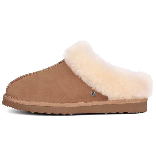 Parfeying Women's Slip on House Slippers, Real Wool from Sheep, Anti-slip Rubber Sole Warm Indoor Outdoor Slippers for Women thumbnail 7