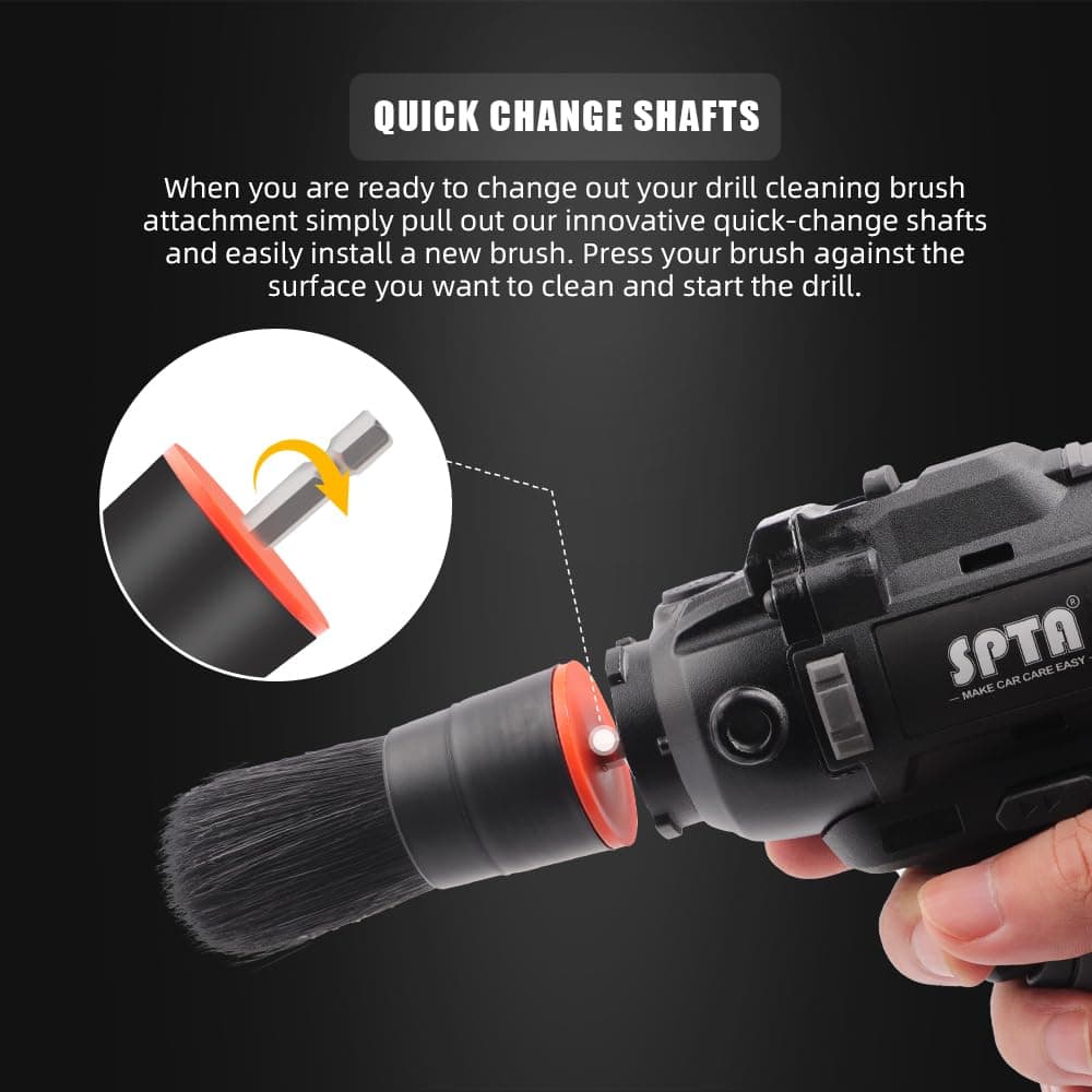 SPTA Hair Drill Brush Attachment - 5 Pcs Mixed Drill Brush Head Set, Auto Detail Car Detail Brush for Cleaning Interior or Exterior thumbnail 5