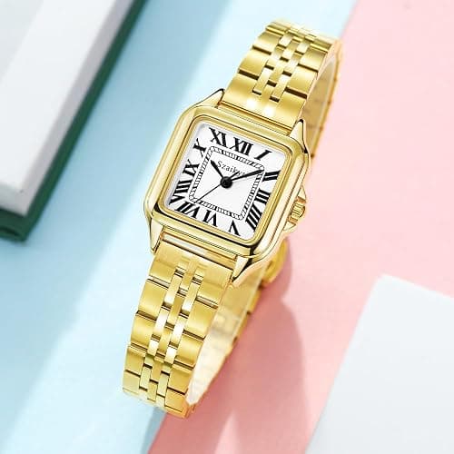 Szaikyri Classic Square Watch for Women Ladies Dress Watch | Water Resistant | Solid Stainless Steel Band | Dainty Vintage Design | Long-Last Vacuum Plating | Japanese Precise Movement thumbnail 3