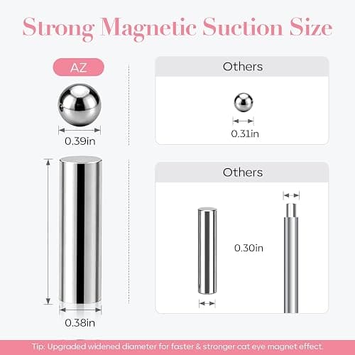AzureBeauty Cat Eye Magnet Nail Art Tools-14PCS Powerful Cateye Gel Nail Polish Magnet Tools -Heart/French /Black Hole Magnet Sticks, DIY Glassy Cateye Nail Art Effects thumbnail 5