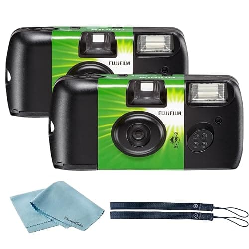Fujifilm QuickSnap Flash 400 Disposable 35mm Camera • 2 Pack • 2 Hand Straps • BluebirdSales Microfiber Cleaning Cloth thumbnail 4