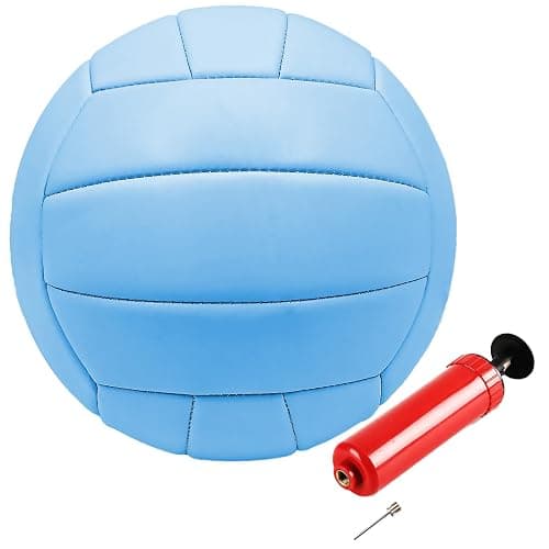 ABAJI Volleyball Official Size Thicker PVC Pure Color with Pump Waterproof Anti-Explosion Design Training Practice Indoor Outdoor Beach Pool Play - Blue - Image 1
