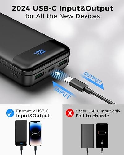 Portable Charger Power Bank 40000mAh Powerbank PD 30W and QC 4.0 Fast Charging External Battery Pack with USB-C LED 3 Outputs & 2 Inputs Portable Charging for iPhone 15 14 13 pro, Samsung thumbnail 5