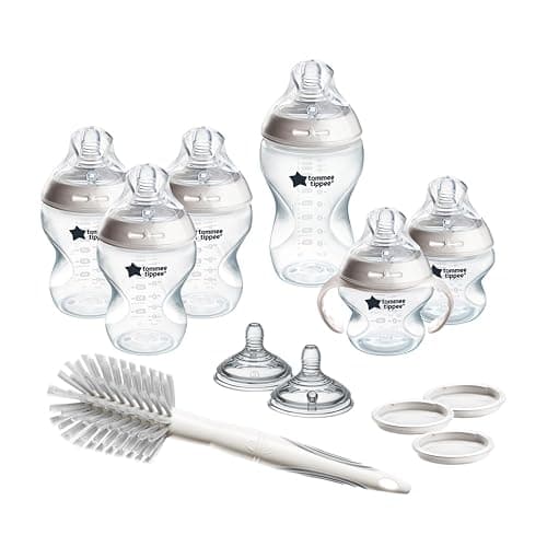 Tommee Tippee Natural Start Grow with Baby Bottle Set, 5oz, 9oz and 11oz, Slow, Medium and Thicker Flow Nipples, Removable Bottle Handles, Self-Sterilizing - Clear - Grow with Baby - Image 1