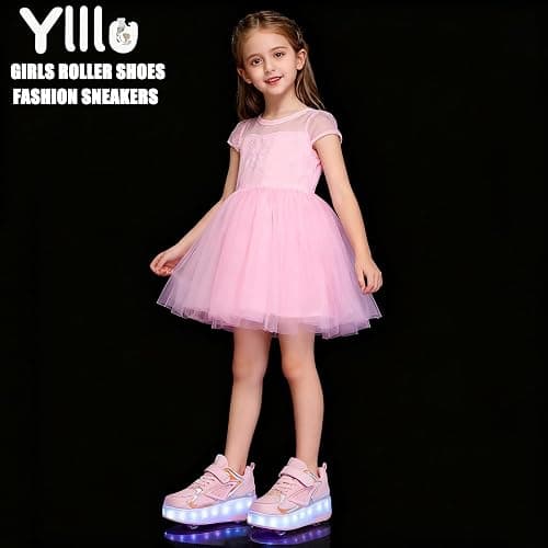Ylllu Kids LED Roller Skate Shoes with Single Wheel Light up Roller Shoes Gift for Girls Boys Children thumbnail 6