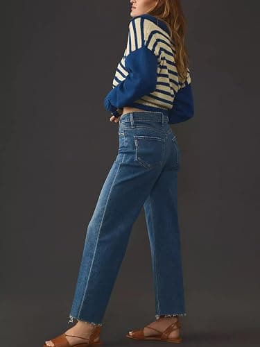KUNMI Jeans for Women Wide Leg Baggy High Waist Boyfriends Straight Leg Stretchy Denim Pants Trendy Fall 2025 thumbnail 3