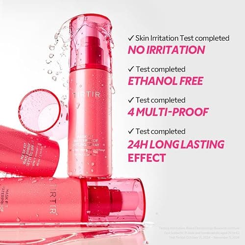 TIRTIR Waterproof Setting Spray – 24 Hour Long Lasting Fix, Sweatproof Water Resistant Makeup Finisher – Ethanol Free, Semi Matte Finish for Oily Skin – Korean Makeup Fixer thumbnail 6
