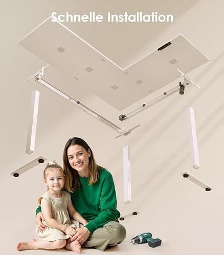OffiGo L-förmig Höhenverstellbarer Schreibtisch, 160 x 120 cm Schreibtisch Höhenverstellbar Elektrisch, Eckschreibtisch Ergonomischer Steh-Sitz Tisch Computertisch, Weiß thumbnail 9